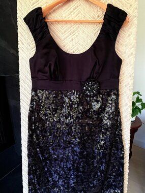 Chetta B Evening Black Sequin Cocktail Dress Size 12